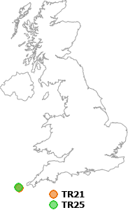 map showing distance between TR21 and TR25