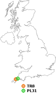 map showing distance between TR8 and PL31