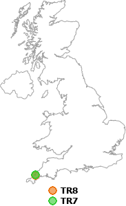 map showing distance between TR8 and TR7