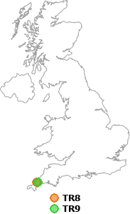 map showing distance between TR8 and TR9