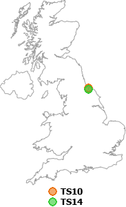 map showing distance between TS10 and TS14