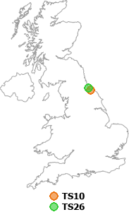 map showing distance between TS10 and TS26