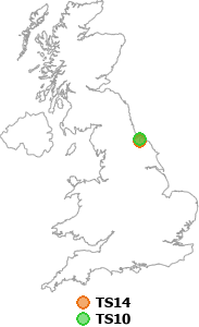 map showing distance between TS14 and TS10
