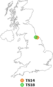 map showing distance between TS14 and TS18