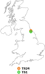 map showing distance between TS24 and TS1