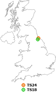 map showing distance between TS24 and TS18