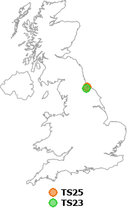 map showing distance between TS25 and TS23