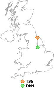map showing distance between TS6 and DN4
