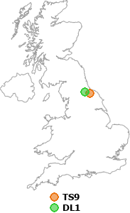 map showing distance between TS9 and DL1
