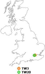 map showing distance between TW3 and TW20