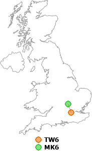 map showing distance between TW6 and MK6
