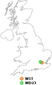 map showing distance between W1T and WD23