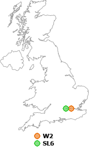 map showing distance between W2 and SL6