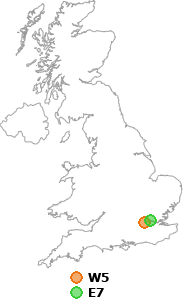 map showing distance between W5 and E7