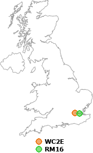 map showing distance between WC2E and RM16