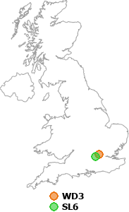 map showing distance between WD3 and SL6
