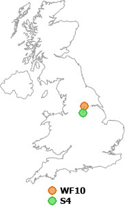 map showing distance between WF10 and S4