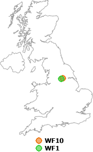 map showing distance between WF10 and WF1