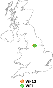 map showing distance between WF12 and WF1