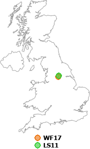 map showing distance between WF17 and LS11