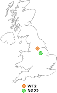 map showing distance between WF2 and NG22