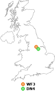 map showing distance between WF3 and DN4