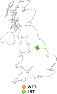 map showing distance between WF3 and LS7