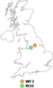 map showing distance between WF3 and M16