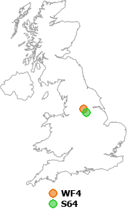 map showing distance between WF4 and S64