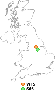 map showing distance between WF5 and S66