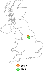 map showing distance between WF5 and S72
