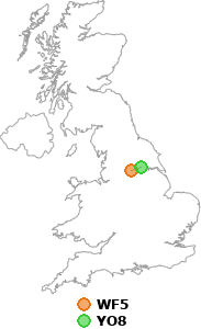 map showing distance between WF5 and YO8