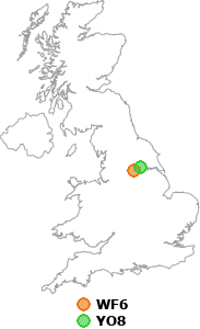 map showing distance between WF6 and YO8