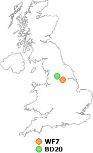 map showing distance between WF7 and BD20