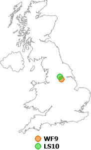 map showing distance between WF9 and LS10