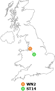 map showing distance between WN2 and ST14