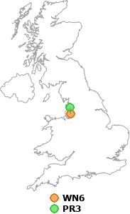 map showing distance between WN6 and PR3