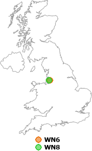 map showing distance between WN6 and WN8