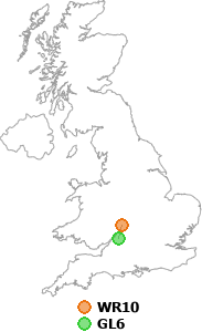 map showing distance between WR10 and GL6