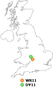 map showing distance between WR11 and DY11