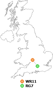 map showing distance between WR11 and RG7