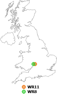 map showing distance between WR11 and WR8