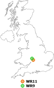 map showing distance between WR11 and WR9