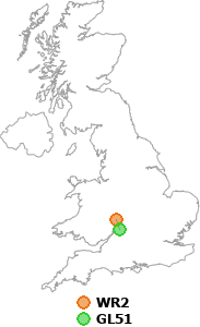 map showing distance between WR2 and GL51