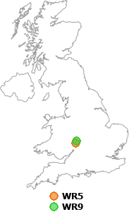map showing distance between WR5 and WR9