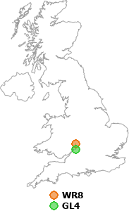 map showing distance between WR8 and GL4