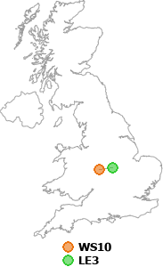 map showing distance between WS10 and LE3