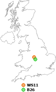 map showing distance between WS11 and B26