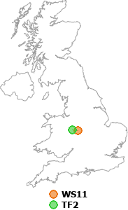 map showing distance between WS11 and TF2