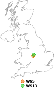 map showing distance between WS5 and WS13